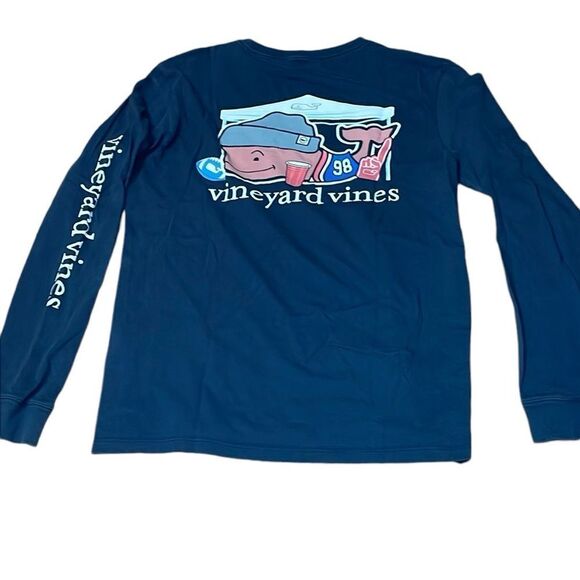 Vineyard Vines Blue Tailgating Whale Long Sleeve Shirt Preppy Frat, 98, Small - Picture 1 of 6